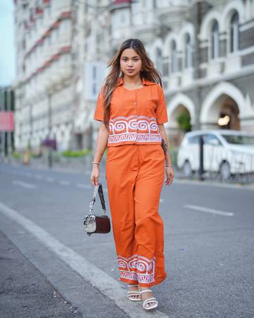 Pale Red Embroidered Cotton Co-Ord Set
