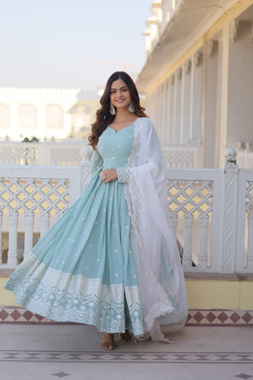 BEAUTIFUL DESIGNER SEQUIN EMBROIDERED GOWN