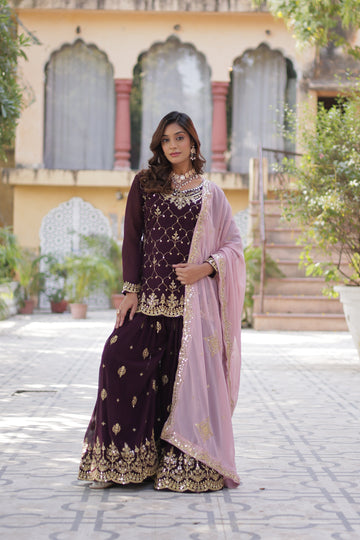 Premium Designer Readymade Kurti Palazo Dupatta Set