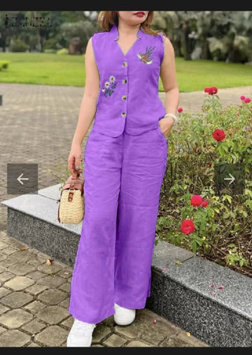 Sleeveless Embroidered Co-ord sets