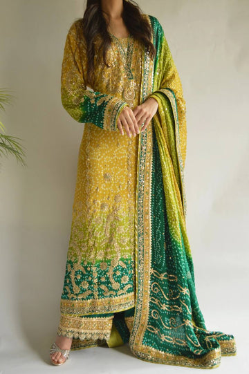 Faux Georgette embroidery work kurta palazzo with dupatta set