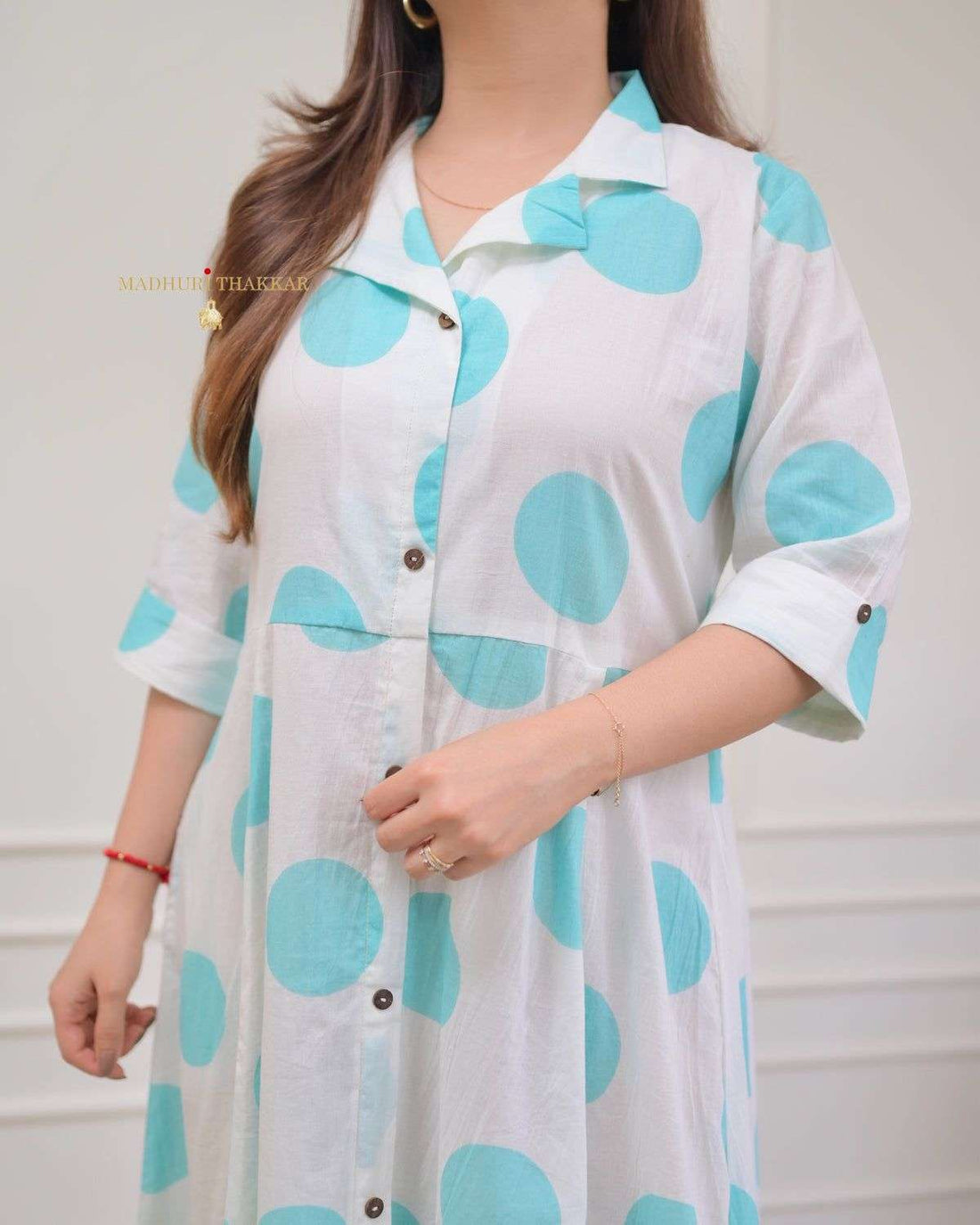 Women's Cotton Floral Printed 3/4 quarter sleeve A-Line printed kurti