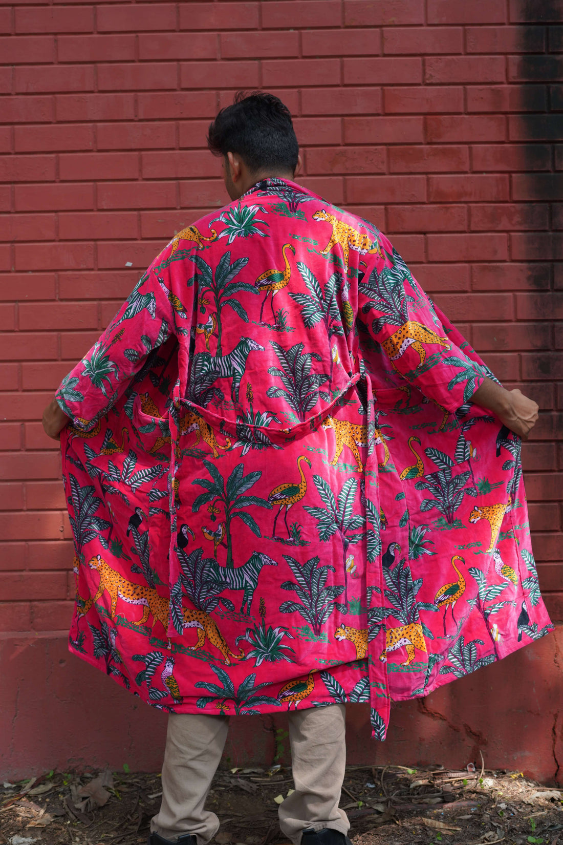 Womens Pink Velvet Embroidered Jacket with Floral Design