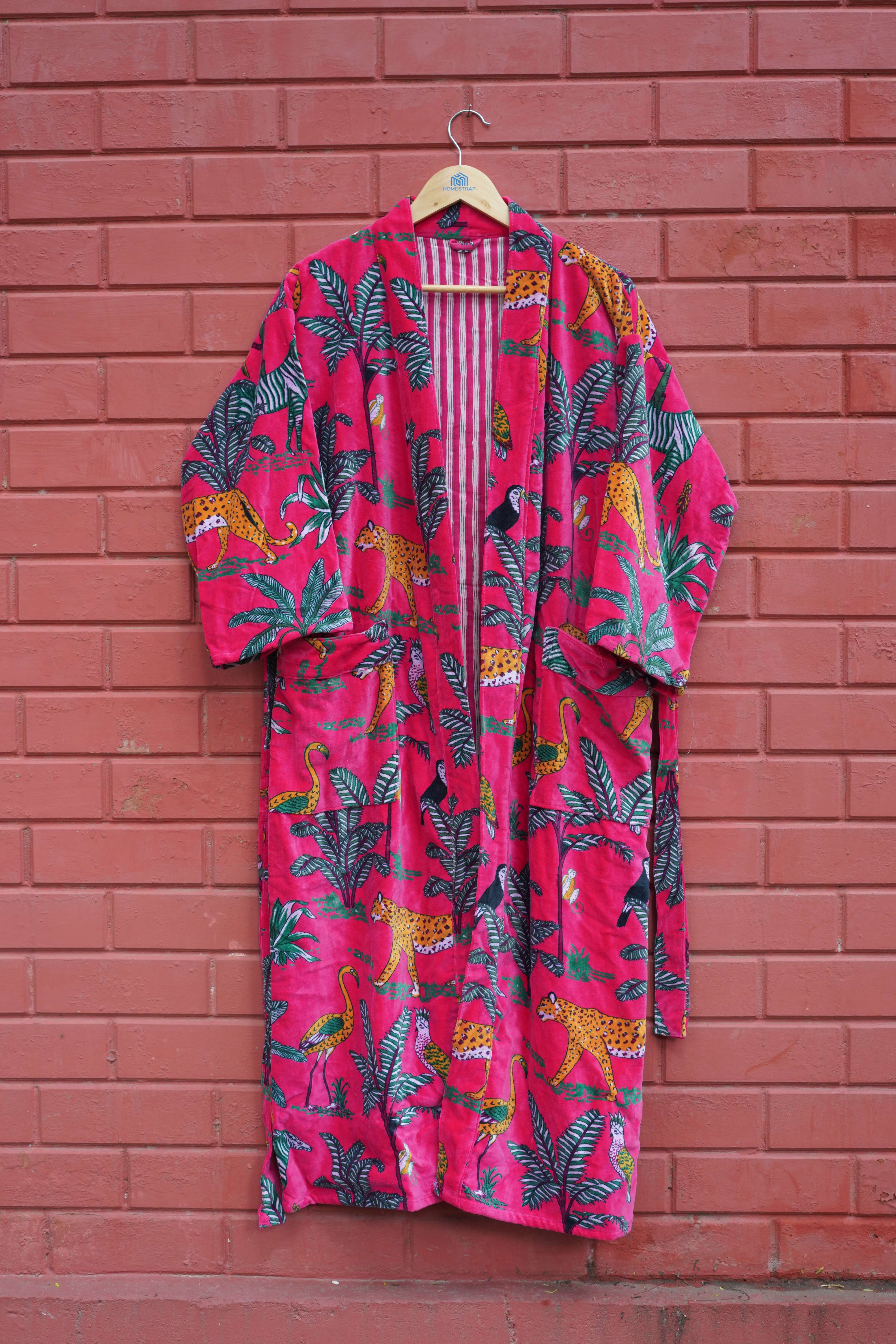 Womens Pink Velvet Embroidered Jacket with Floral Design