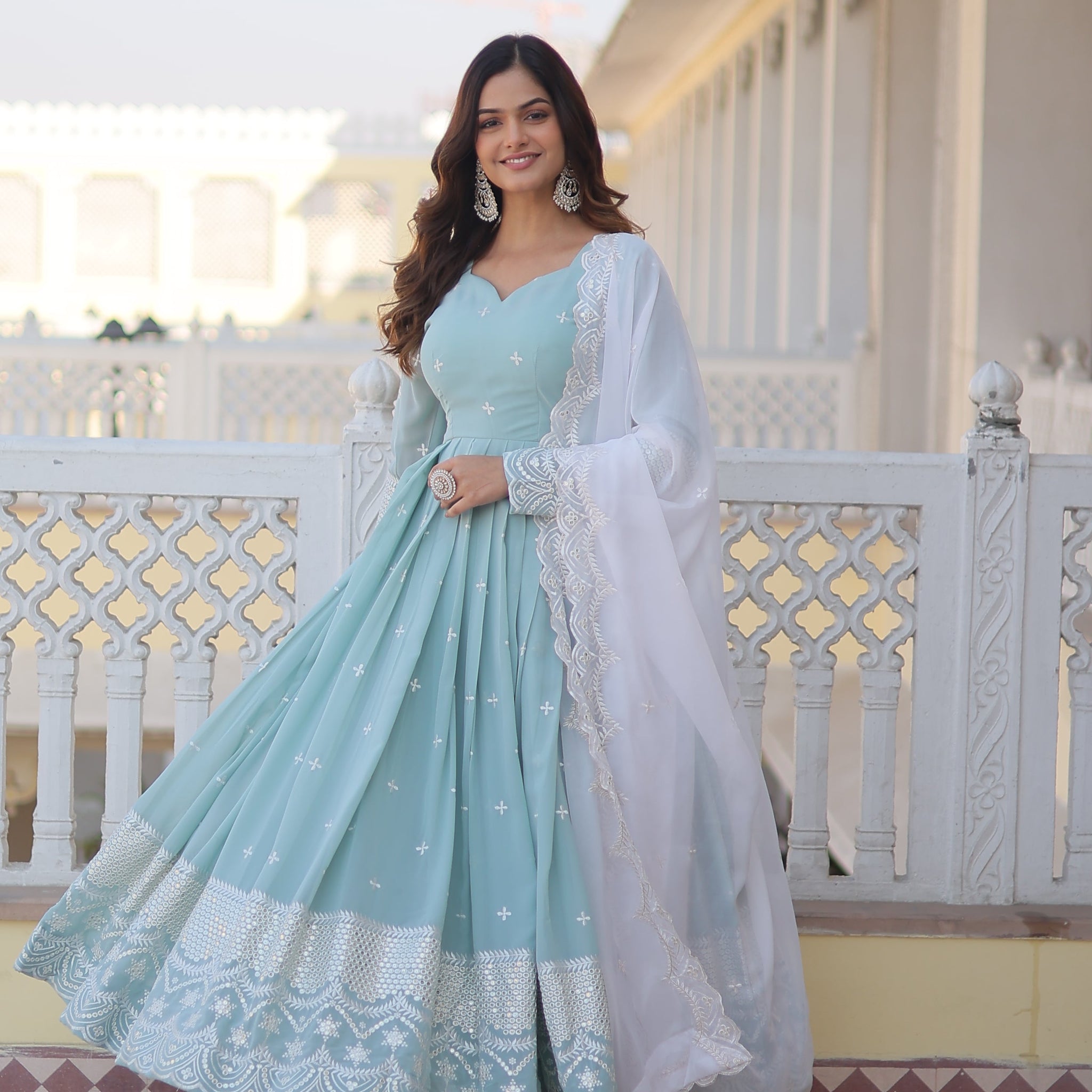 BEAUTIFUL DESIGNER SEQUIN EMBROIDERED GOWN