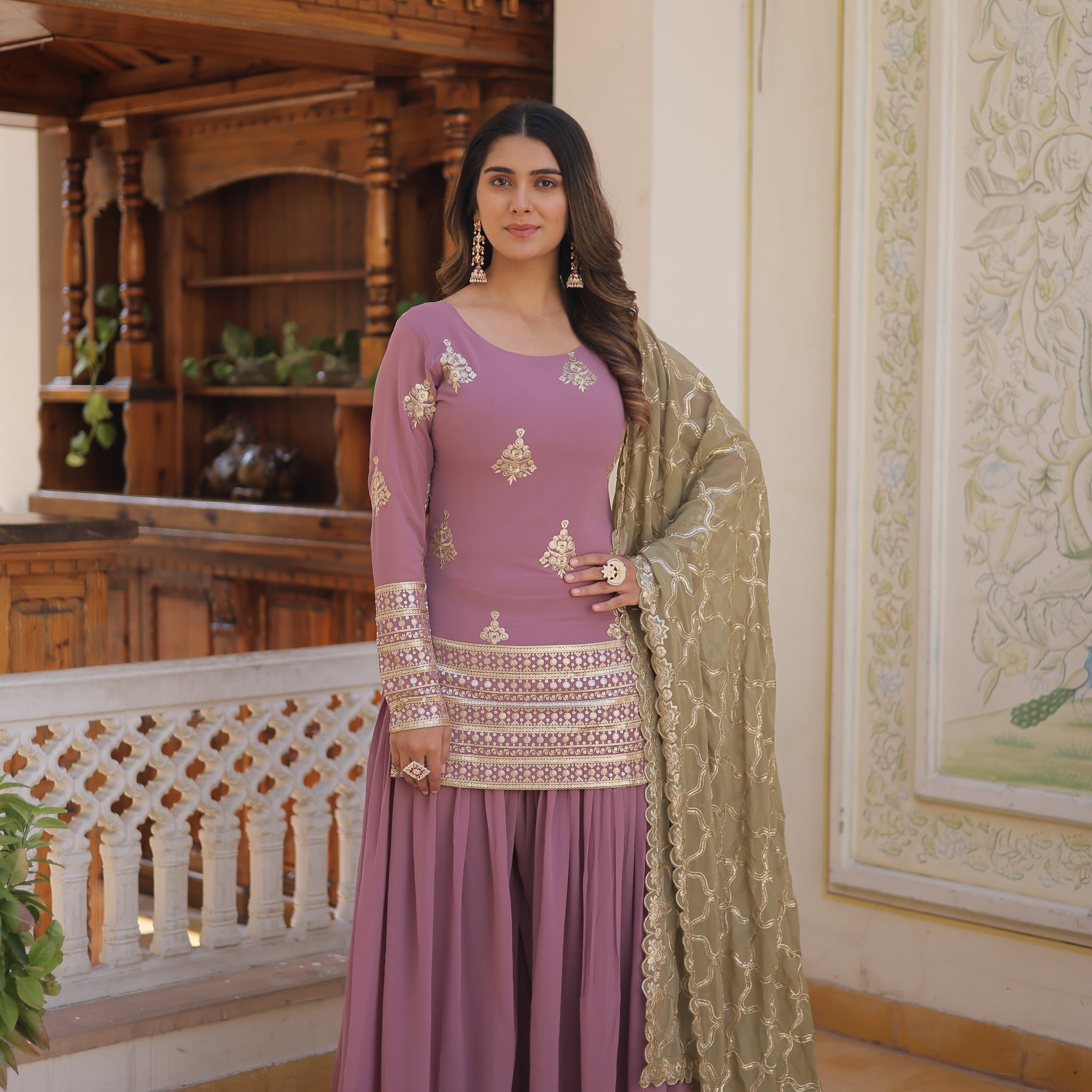 Beautiful Designer Kurti Plazo Dupatta Sets