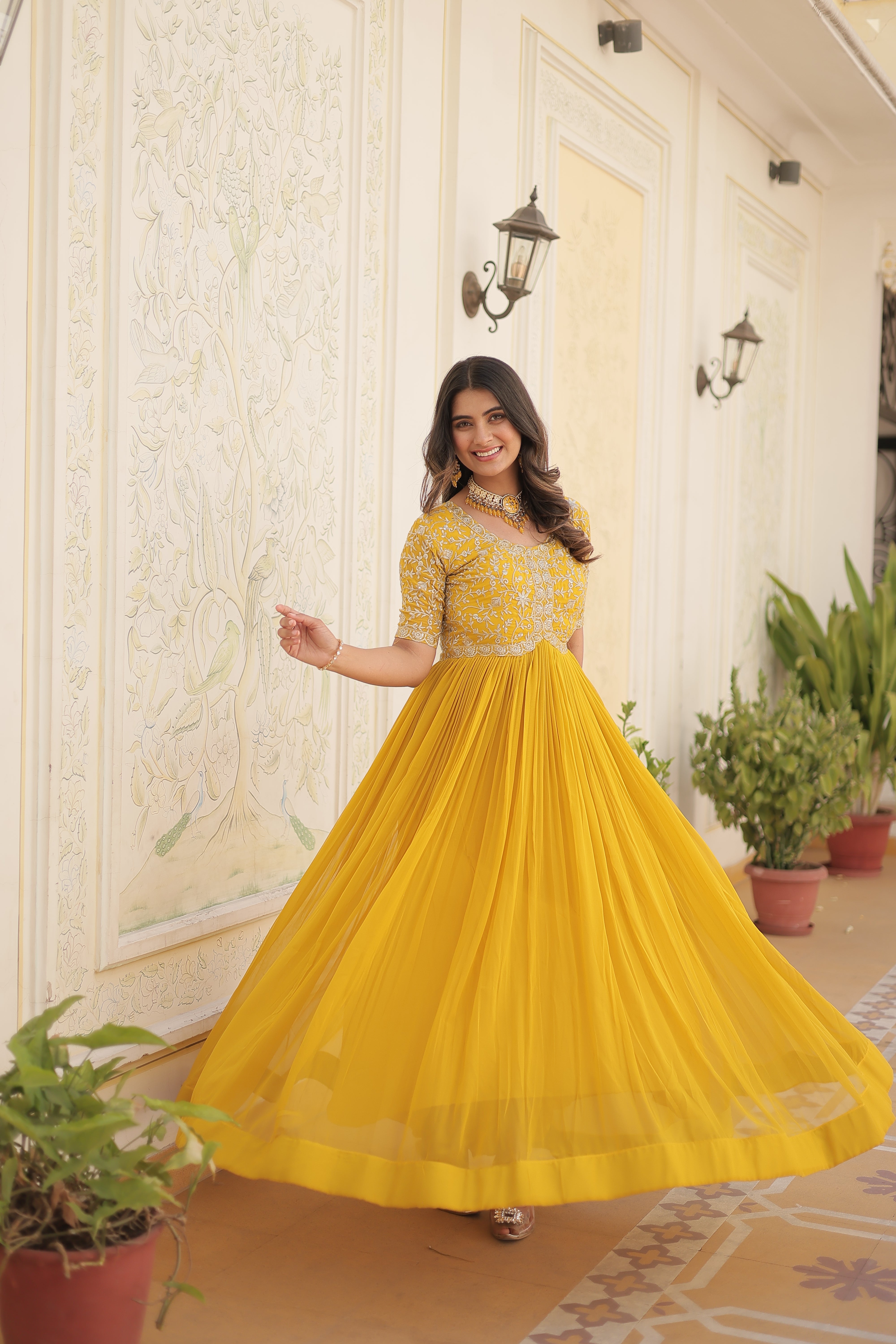 Designer Embroidered Floor-Length Gowns