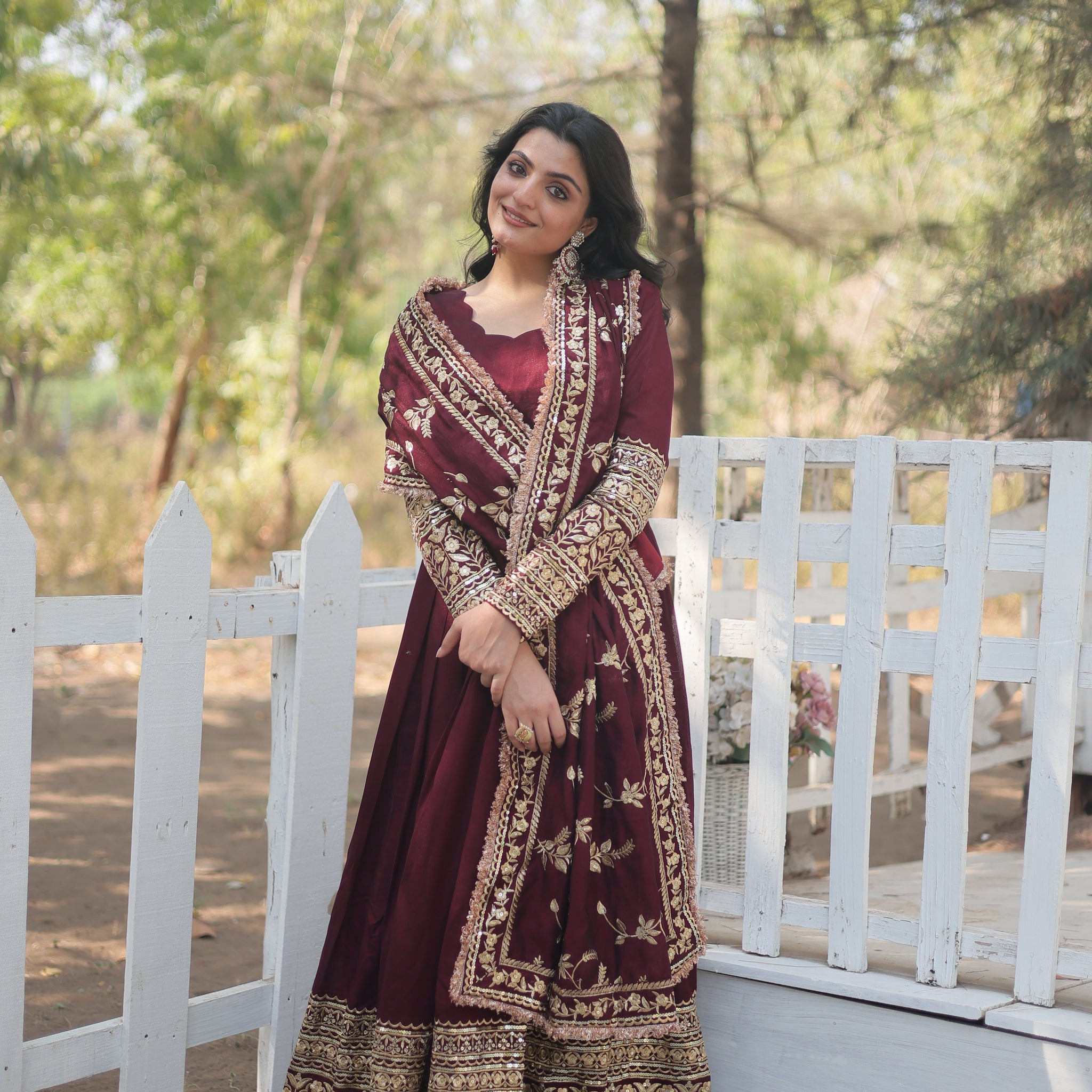 Beautiful Shimmer Gown With Dupatta