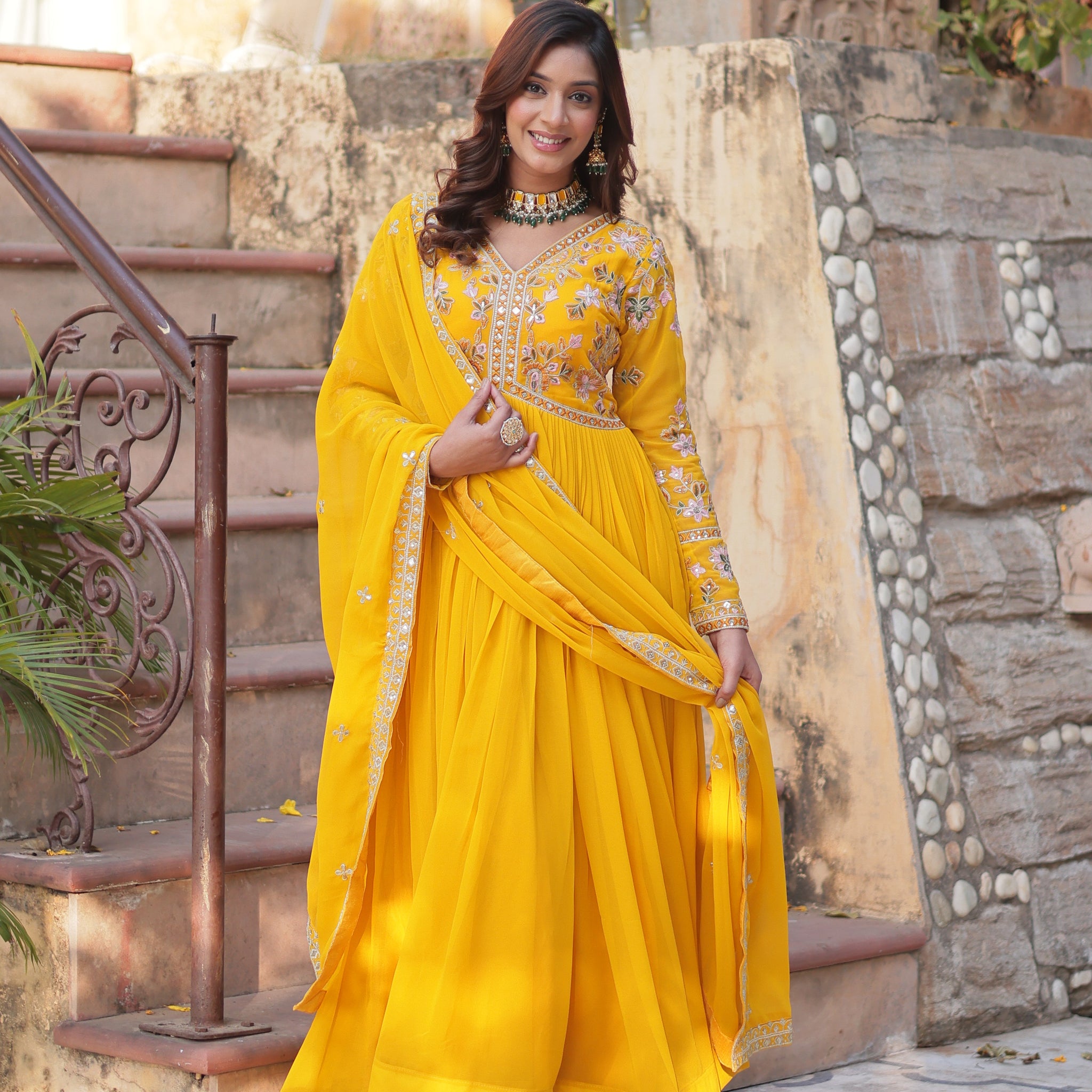 Premium Designer Readymade Flare Gown With Dupatta