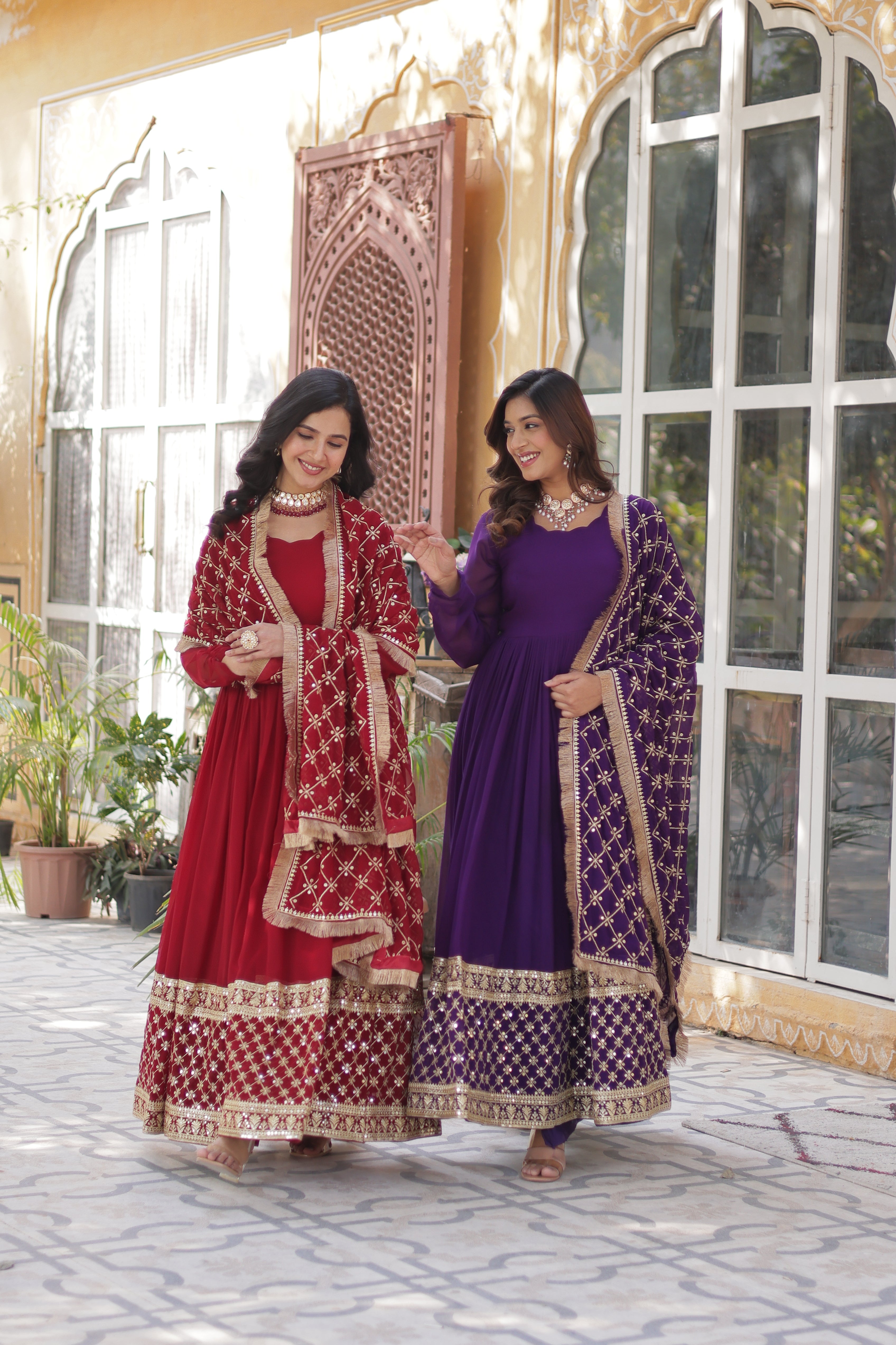 Designer Faux Blooming Embroidery Gown