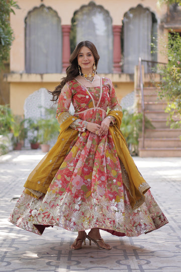 PREMIUM READYMADE ALIA CUT GOWN WITH DUPATTA SET