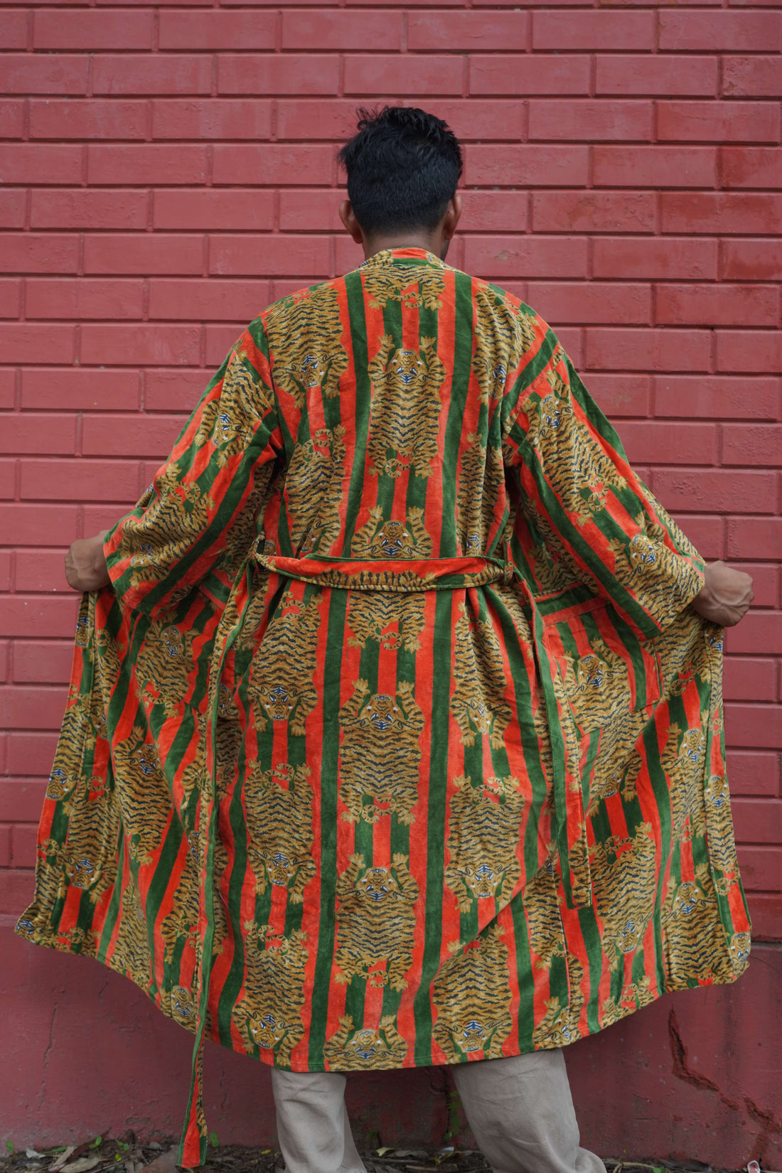 Womens Red Green Velvet Embroidered Jacket with Floral Design