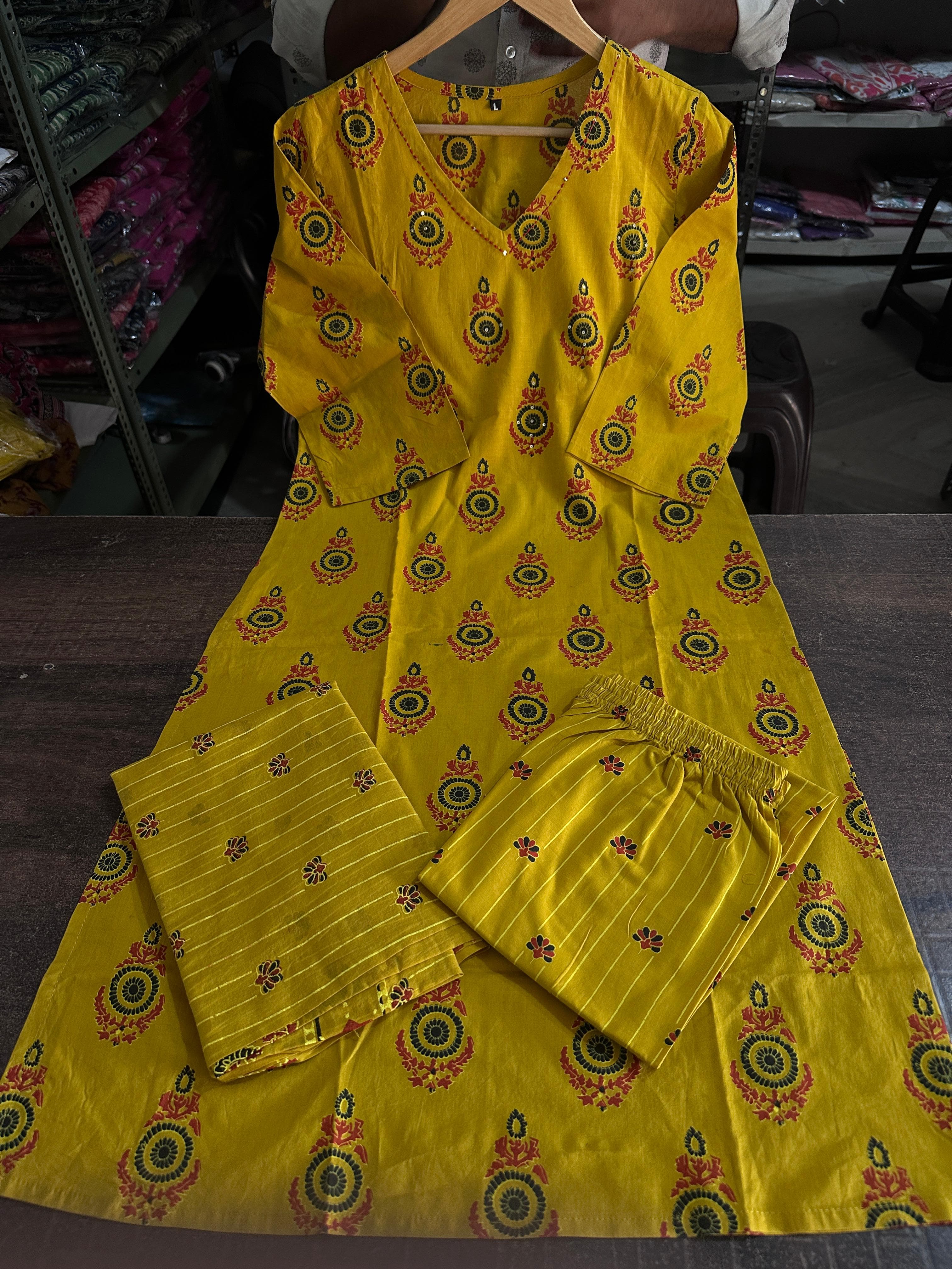 Mustard Mary Cotton Dupatta Set