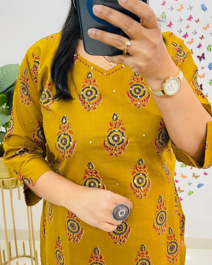 Mustard Mary Cotton Dupatta Set