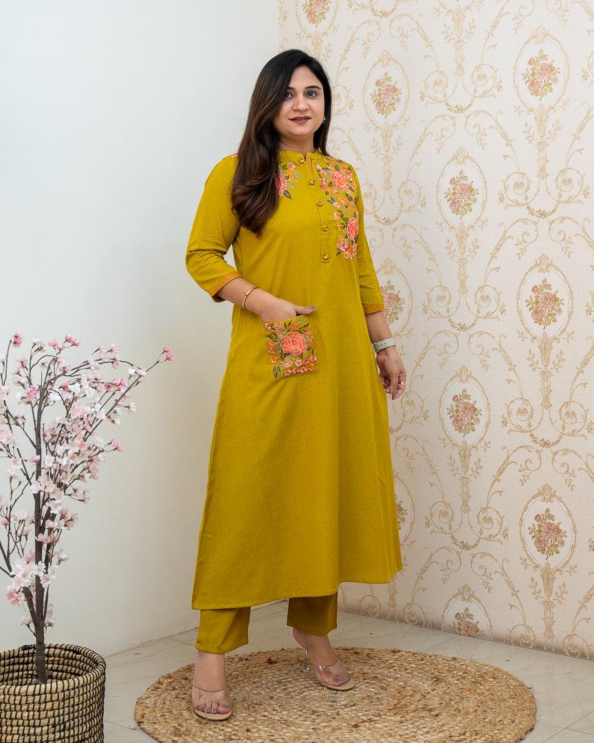 embroidery kurti, cotton kurti pant, Noorahe 