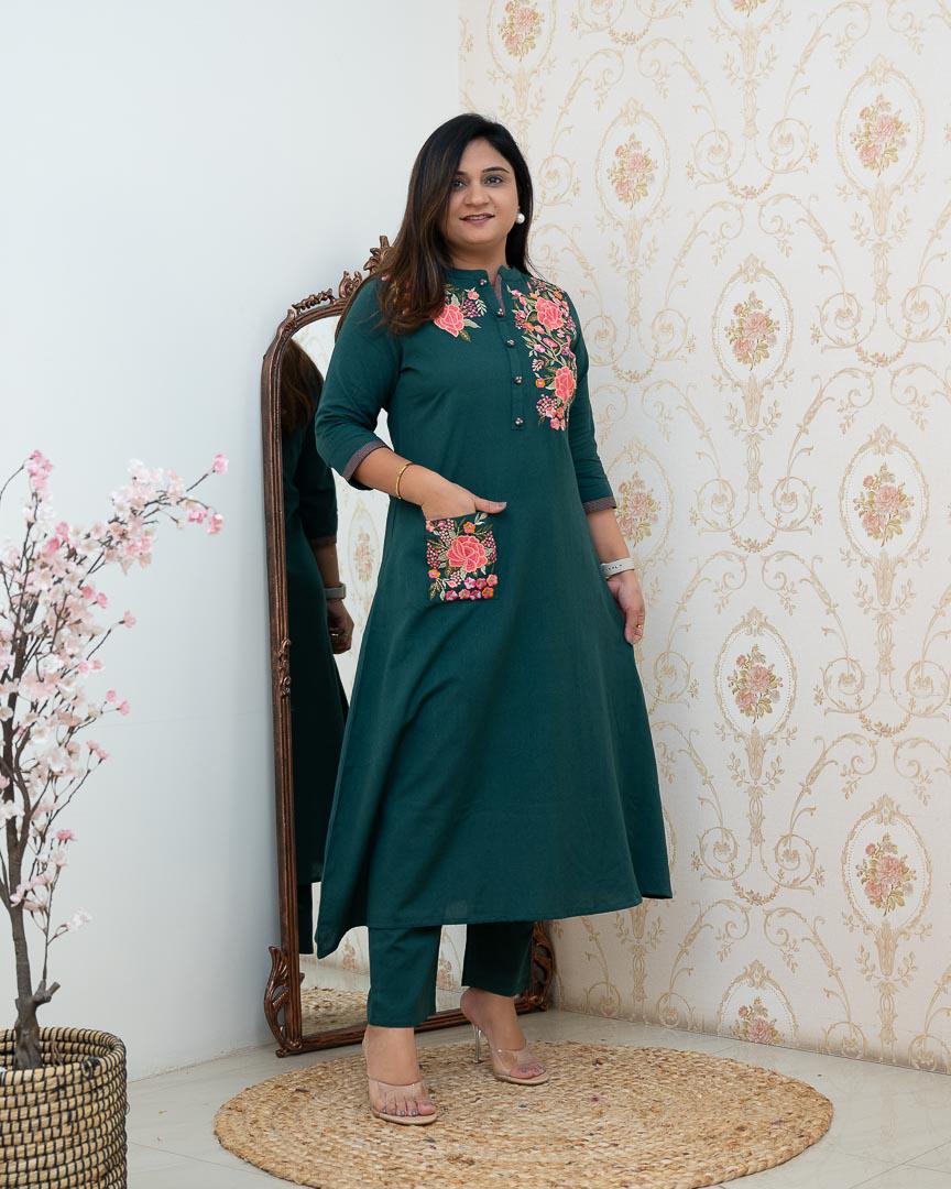 Embroidery kurta set, cotton kurta, Noorahe 