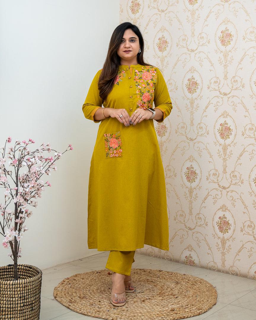 embroidery kurti, cotton kurti pant, Noorahe 
