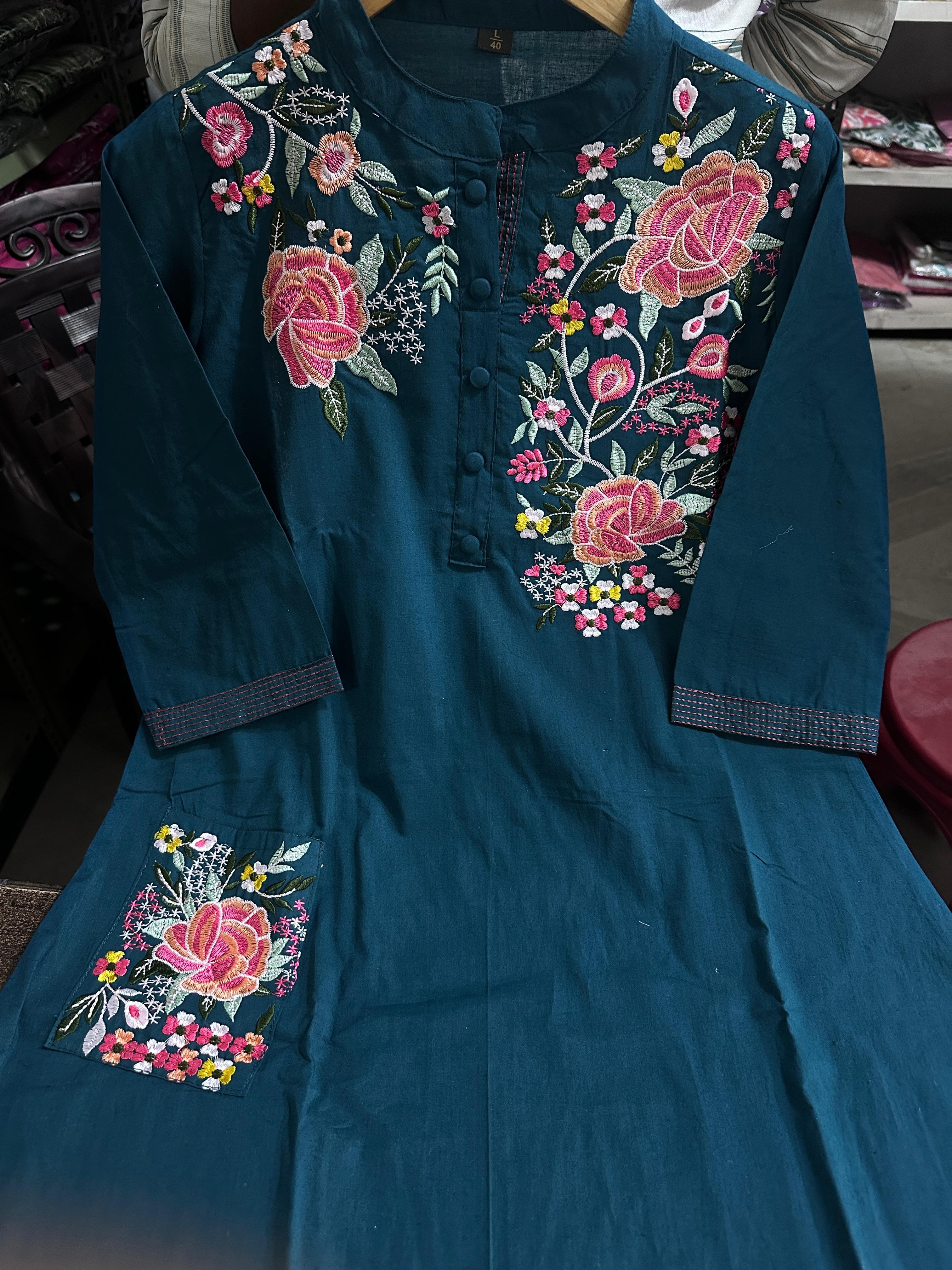 Embroidery kurta set, cotton kurta, Noorahe 