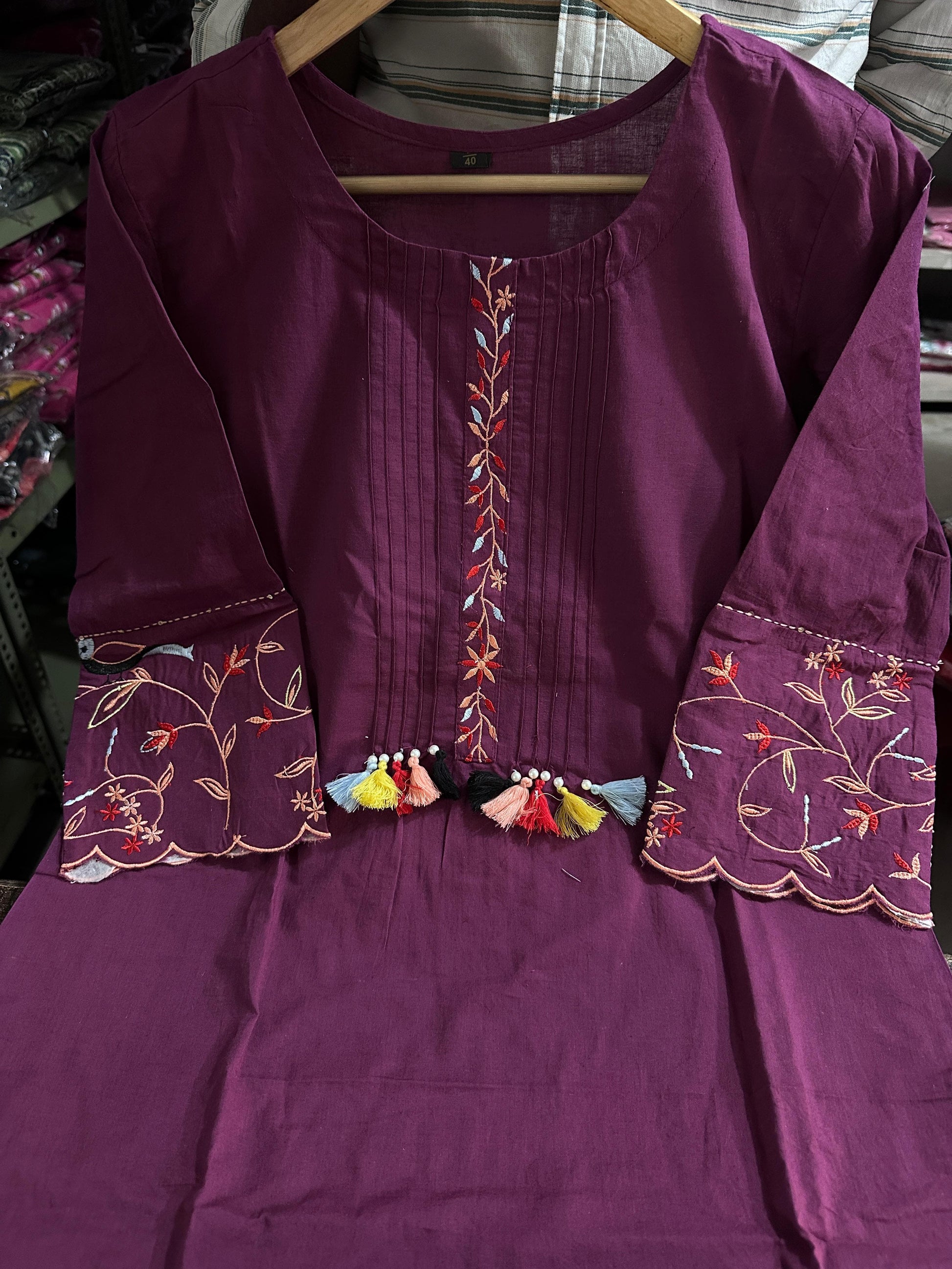 Embroidery kurta set, cotton kurta set, Noorahe 