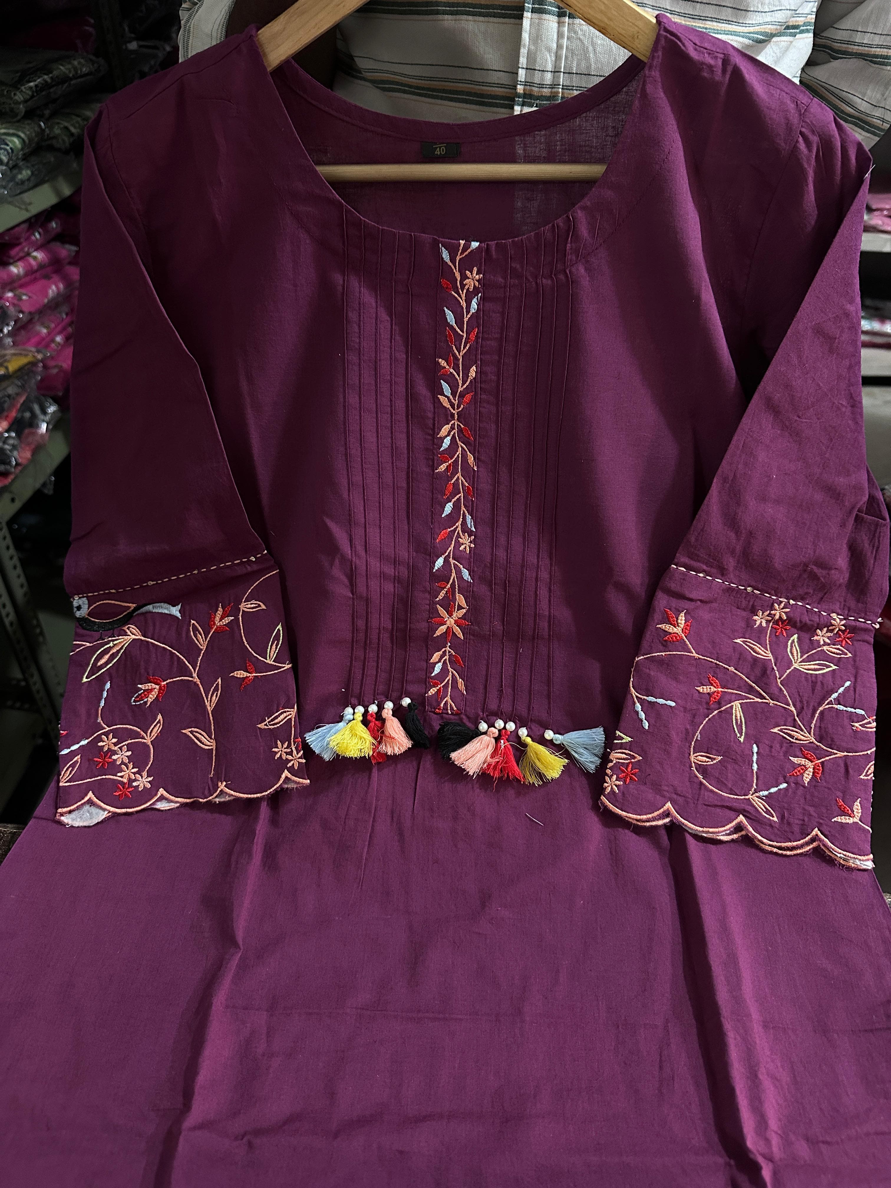 Embroidery kurta set, cotton kurta set, Noorahe 