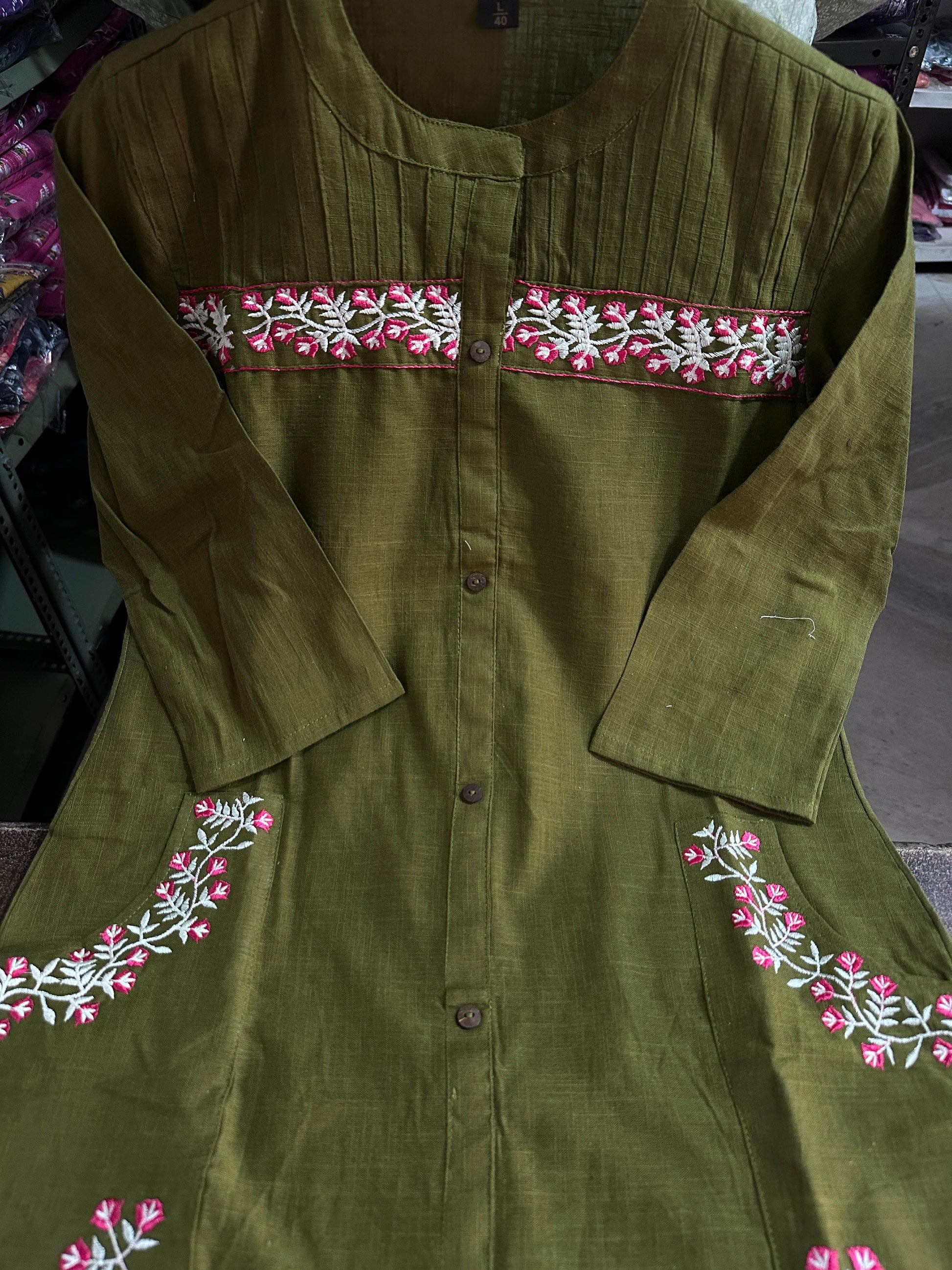 Kurta set, cotton embroidered kurta set, Noorahe 