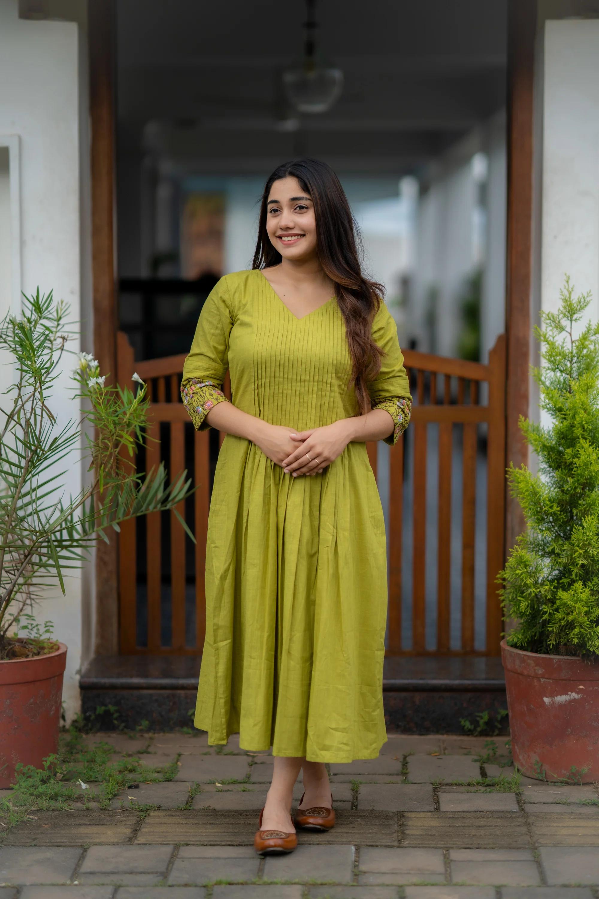 Pure Cotton Stitched Flared A-line Gown kurta