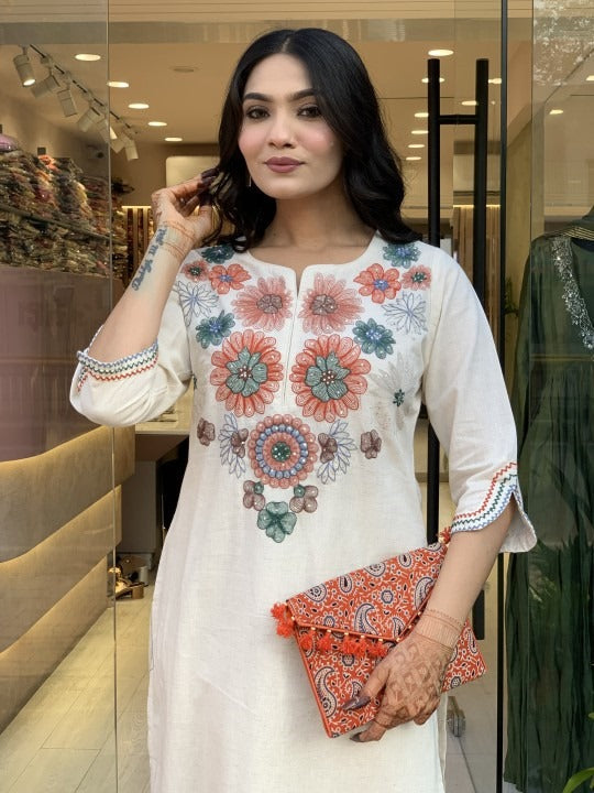 Women's Pure Cotton Embroidery Co-Ord Set
