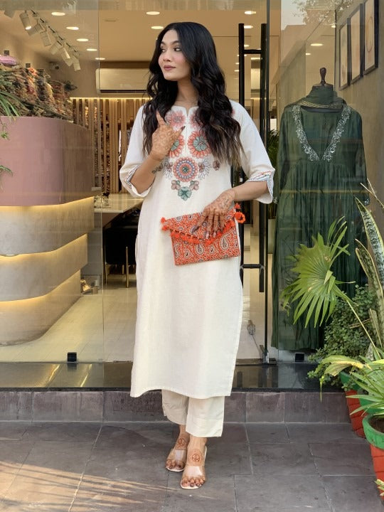 Women's Pure Cotton Embroidery Co-Ord Set