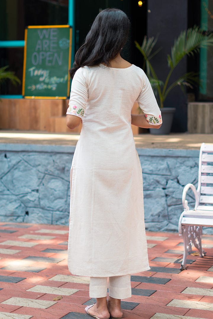 Beautiful white embroidered kurti with pant sets