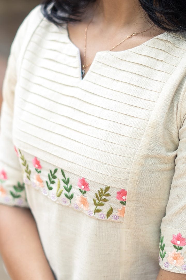 Beautiful white embroidered kurti with pant sets