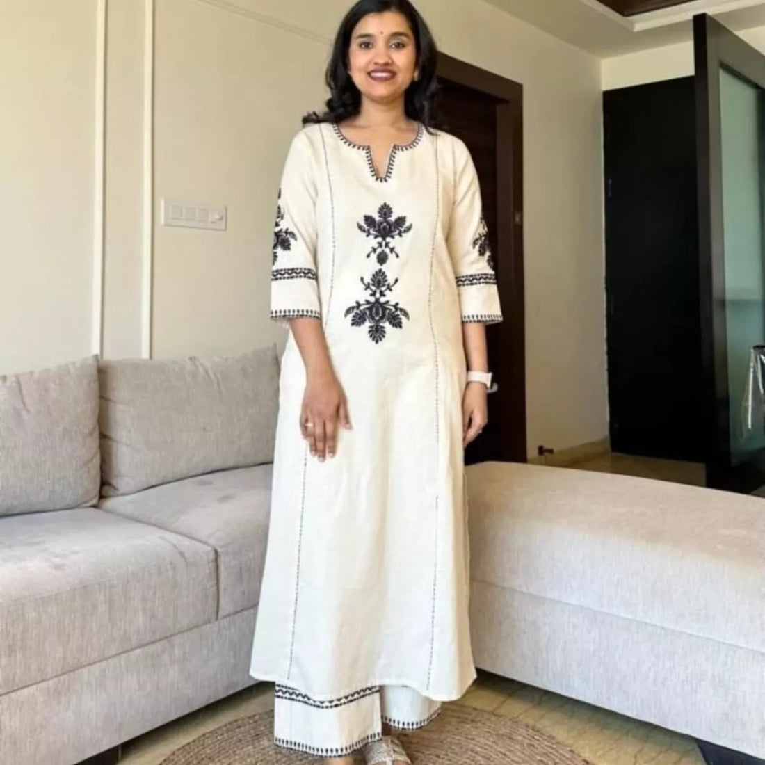 Cotton Embroidered Palazzo set