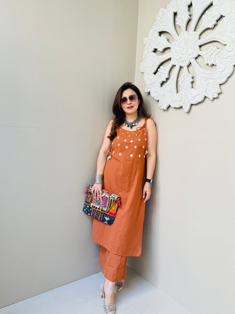 Beautiful Orange Slub Cotton Cord Set