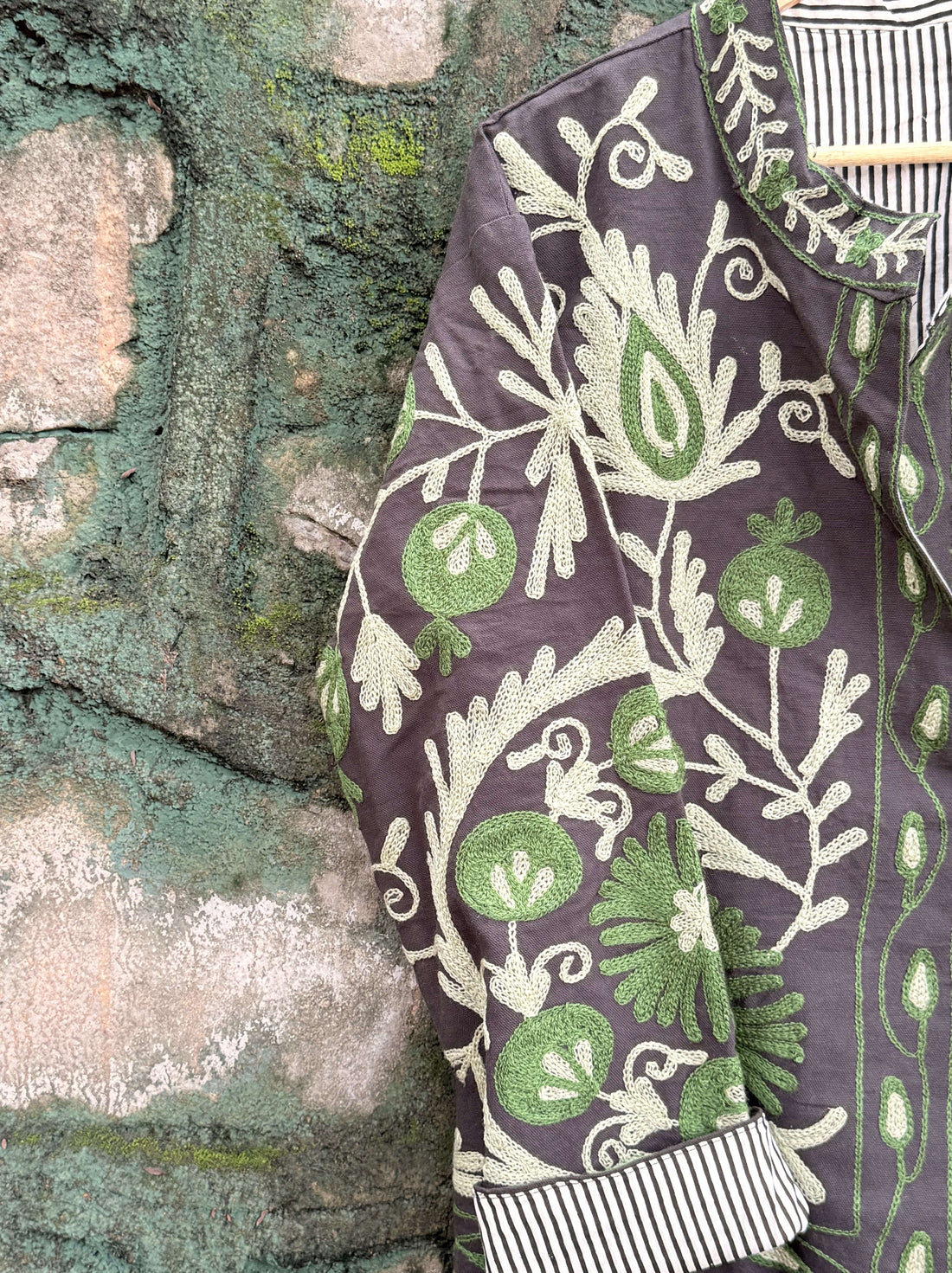 Womens Purple Velvet Embroidered Jacket with Floral Design