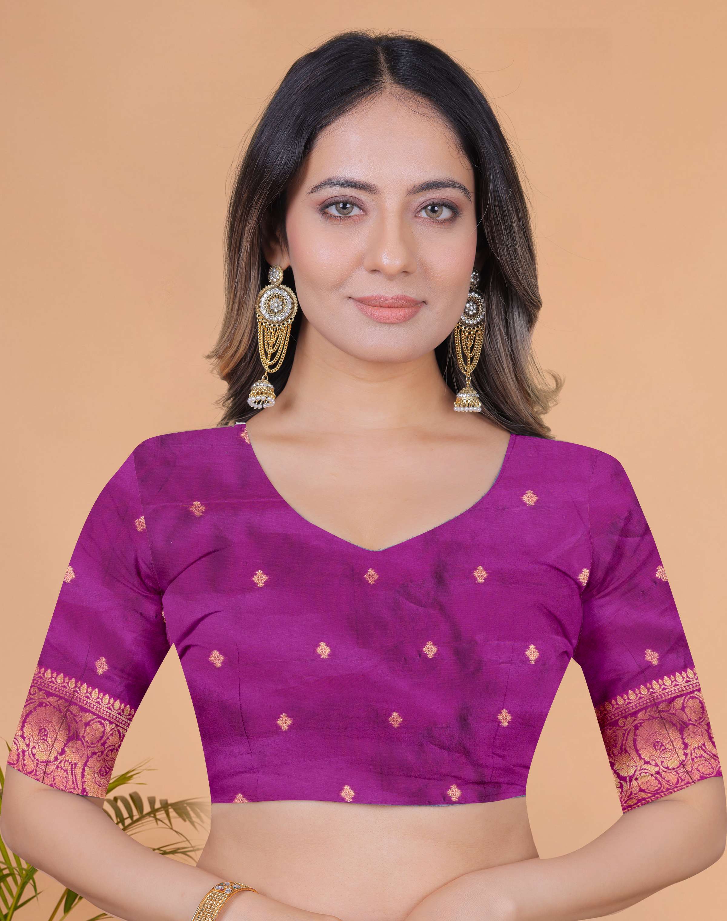 Graceful Grey-Green Banarasi Silk Saree with Magenta Zari Border & Blouse | Wedding, Festival & Party Wear