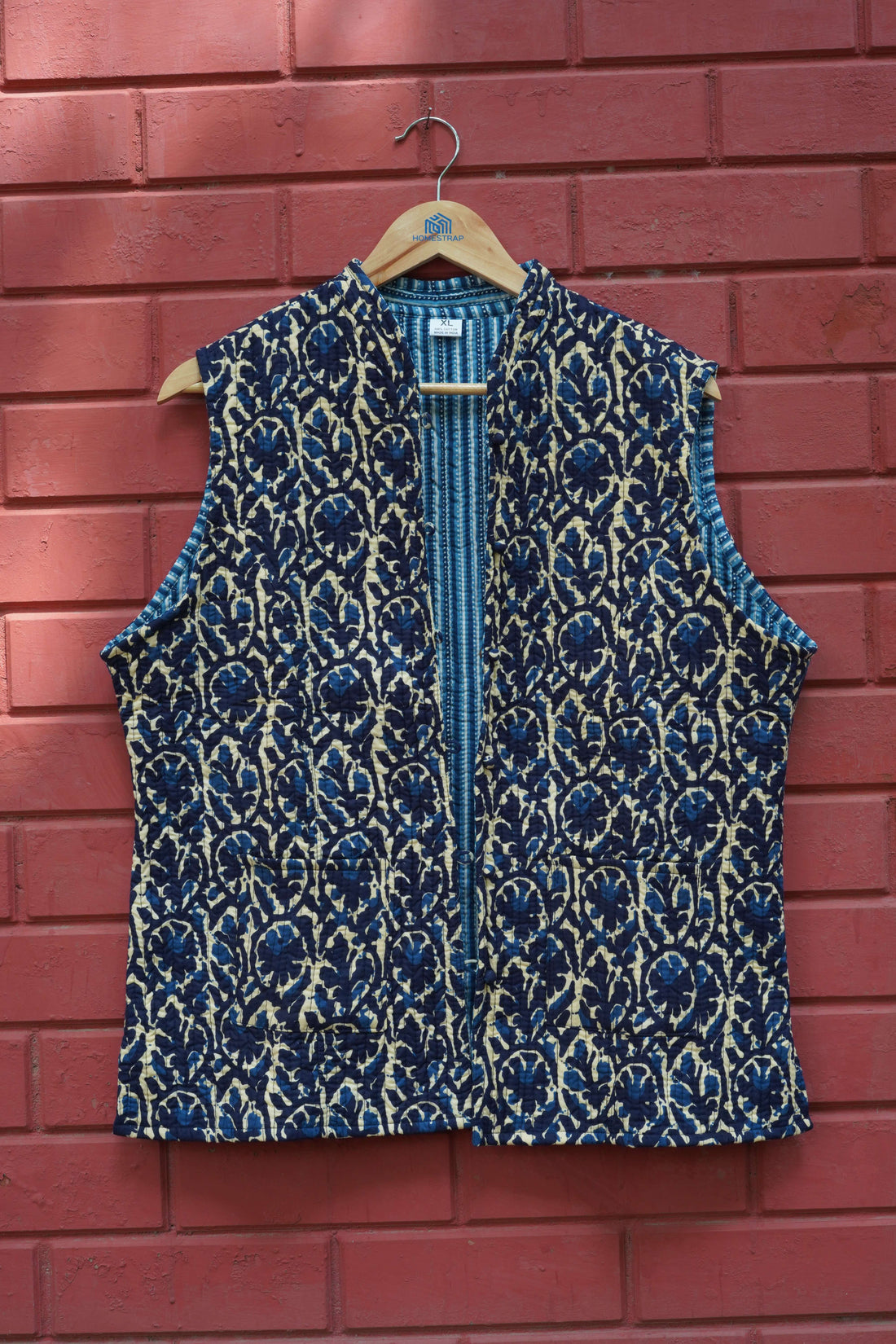 Womens Navy Blue Velvet Embroidered Jacket with Floral Design