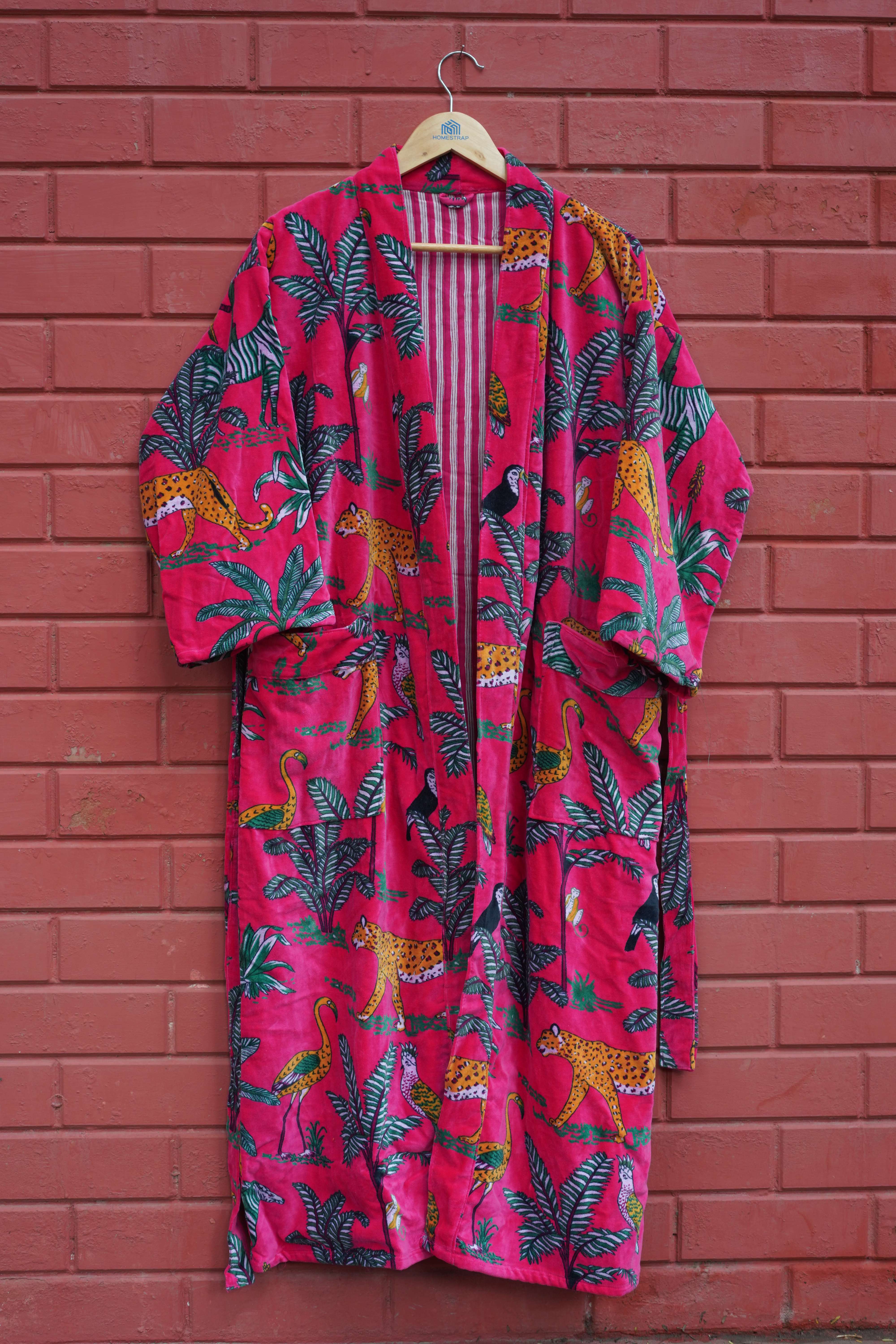 Womens Pink Velvet Embroidered Jacket with Floral Design